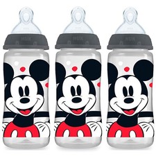 NUK Smooth Flow Disney Bottle Mickey Mouse 10oz 3 Pack Anti-Colic Safe Temp