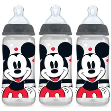 NUK Smooth Flow Disney Bottle Mickey Mouse 10oz 3 Pack Anti-Colic Safe Temp