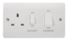 COOKER CONTROL UNIT 45AMP SWITCH & 13Amp SOCKET WHITE CLICK MODE BRAND