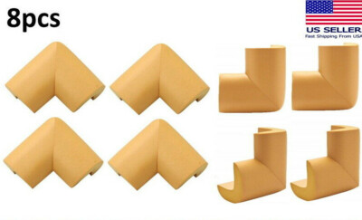 8pcs Wood Color - Child Baby Desk Table Corner Edge Protector Soft Foam Cushion