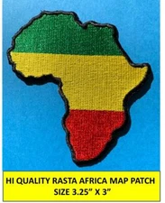 AFRICA MAP (GYR) RASTA EMBROIDERED PATCH IRON-ON SEW-ON  (3¼ x 3”) - HI QLTY!