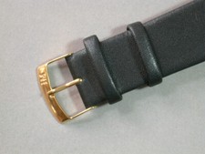 echt Leder Uhrenarmband Schwarz Seidenmatt 22mm vergoldete Morella.Schließe 0840