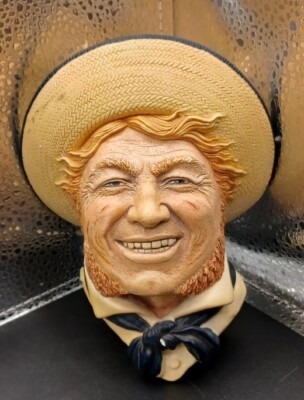 BOSSONS CHALKWARE HEAD: JOLLY TAR ENGLAND HANGING HEAD BUST