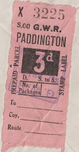 1938 GREAT WESTERN RAILWAY PADDINGTON COVER 3d PAKET STAMP ON REV TO SHROPSHIRE - Bild 3 von 3