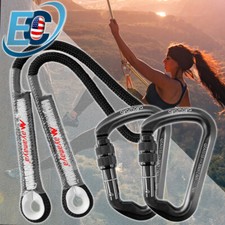Aluminum Screwgate Locking Carabiner Prusik Cord Loop Rock Climbing Rope Rescue