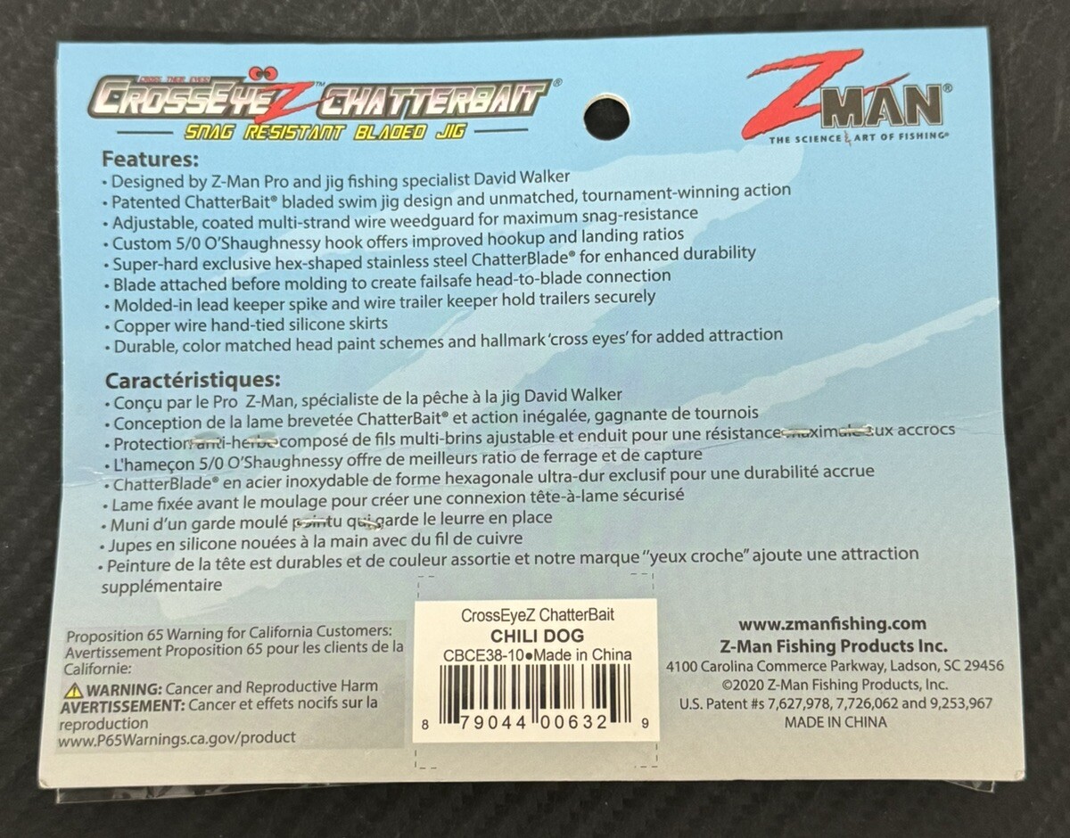 Z-Man Fishing CrossEyeZ ChatterBait 3/8oz Bladed Swim Jig Bass Lure, Chili Dog - Image 2