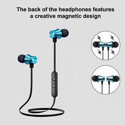 Magnetic Sport Headset Bluetooth HIFI Stereo Wireless Headphones With Mic In-Ear