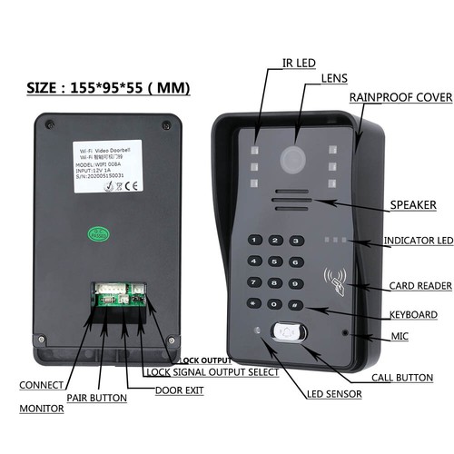 1V2 7" Monitors Video door phone intercom system RFID door access control kit - Picture 4 of 12