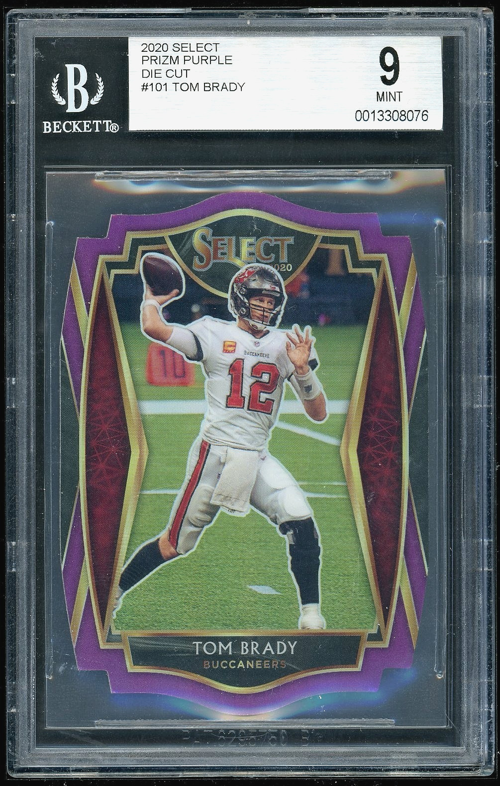 2020 SELECT TOM BRADY PRIZM PURPLE DIE CUT #101 BGS 9