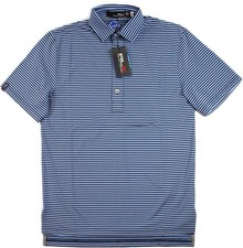 RLX Ralph Lauren Mens Polo Shirt L Performance Short Sleeve Blue Stripe 115NEW
