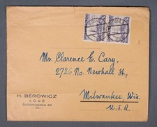 MayfairStamps Poland 1938 Lodz to Milwaukee WI Cover aaw_88283