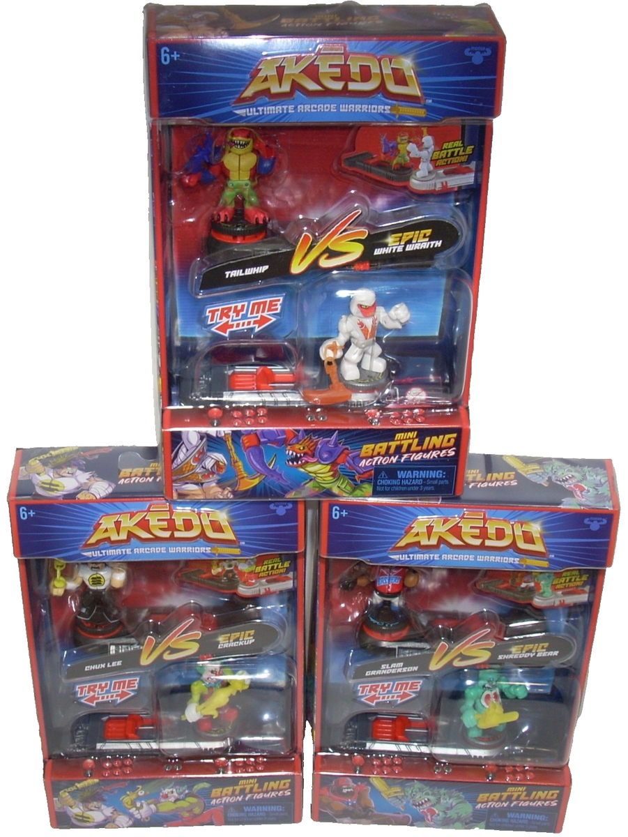 LOT OF 3 Akedo Ultimate Arcade Warriors Vs Epic Pack Mini Battling