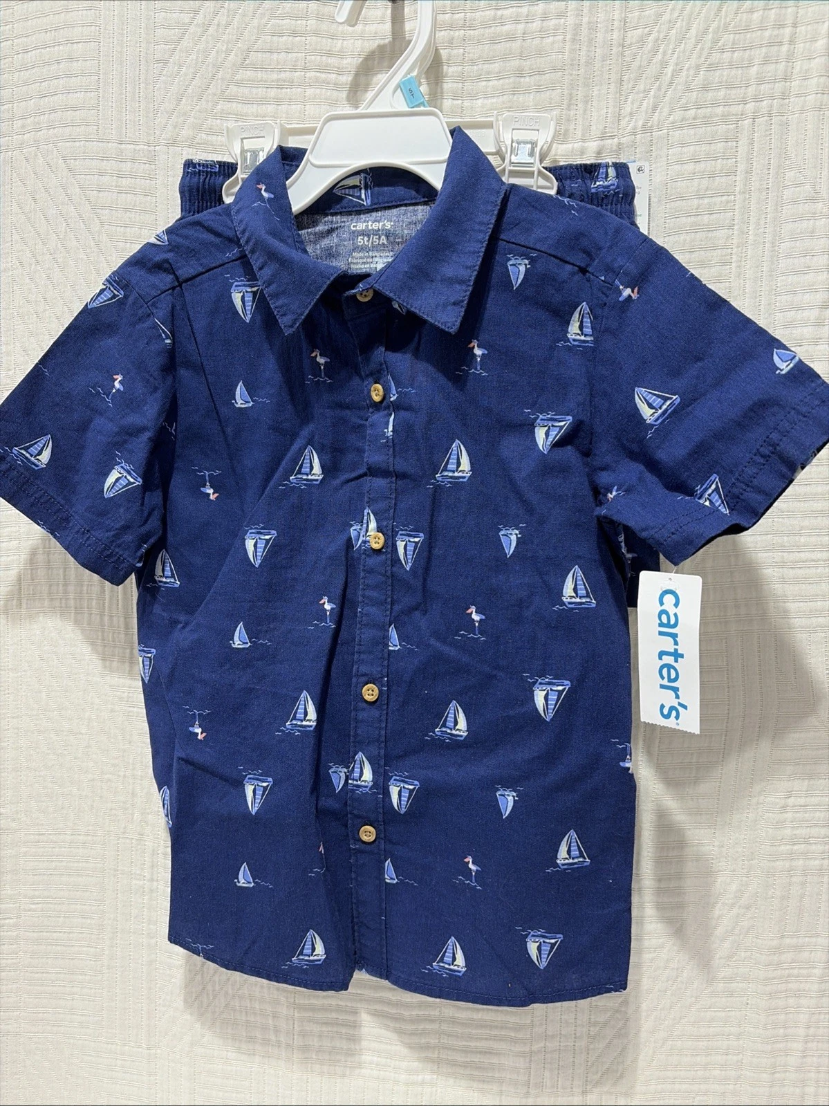 Carters Toddler Boys 2 Piece Short Outfit Size 5 T New Nautical Theme