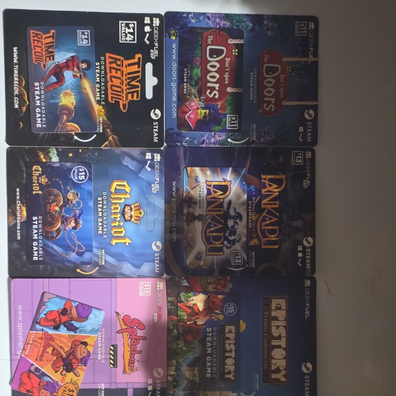 GeekFuel EXP Steam Game Code Cards Lot of 6: Kid/Family friendly