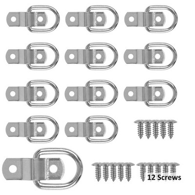 12 Pack D Rings Tie Down Anchors Hooks Heavy Duty 1/4'' Trailer Anchor Lashing...