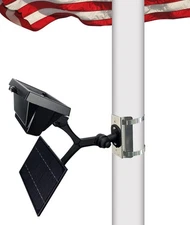 Flag Pole Light Solar Powered 12 Ultra Bright LED 6000K White Adjustable Meta...