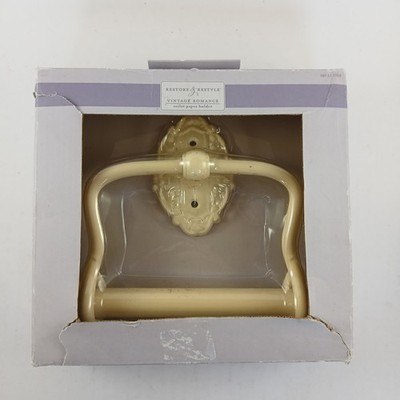 Restore & Restyle Toilet Paper Holder White Cream Vintage Romance Wall Mount NOS