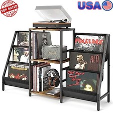 Vintage Vinyl Record Storage Organizer Shelf Rack Display Stand Media Equipment.