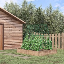 A-Frame Garden Cucumber Trellis with Net for Climbing Plants, Vegetables, Green