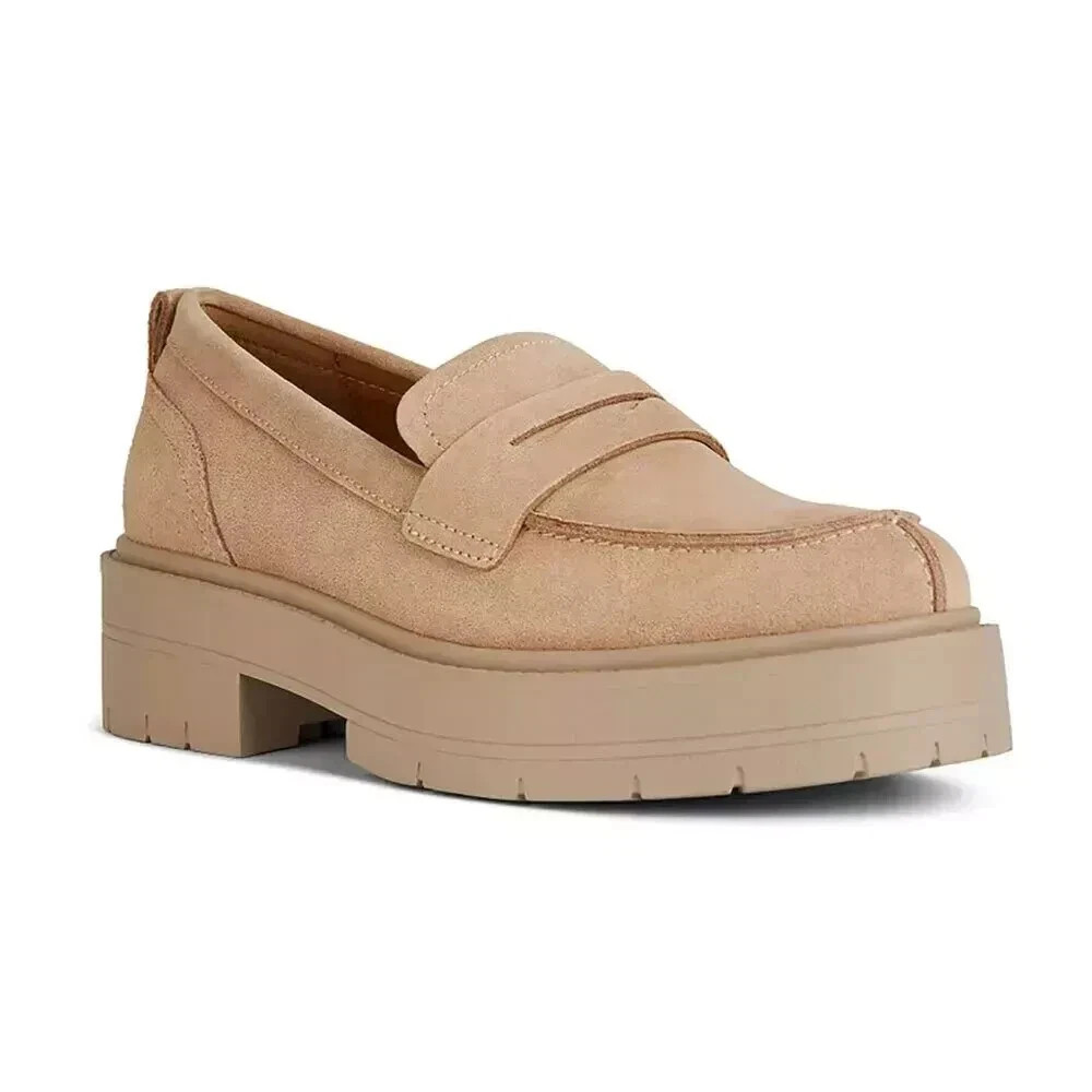 SAOLA Mocassini Geox donna Spherica scamosciati plateau suola a strappo beige 5 NUOVI