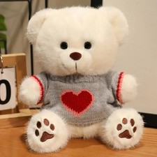 White Bear Gray Sweater 8 Inch Stuffed Animal Plush Toys Toddler Doll Kids Gift