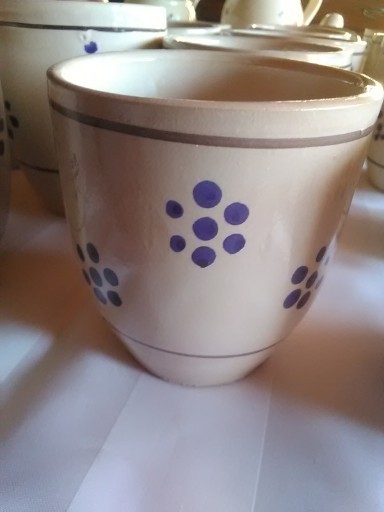 46 Teile Keramik Terracotta Geschirr...Optik wie " Coli" Geschirr Blaue Tupfen