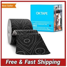 OK TAPE PRO Kinesiology Tape 2"x16.4' Uncut Roll Athletic Muscle Support Black