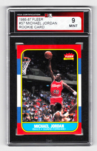 Fleer 1986-87 1987 #57 Michael Jordan Rookie RC Card KSA 9 MINT