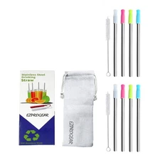 8 mm 5.75 Inch Short Stainless Steel Reusable Wide Straw 8 Pack Short Straw w...