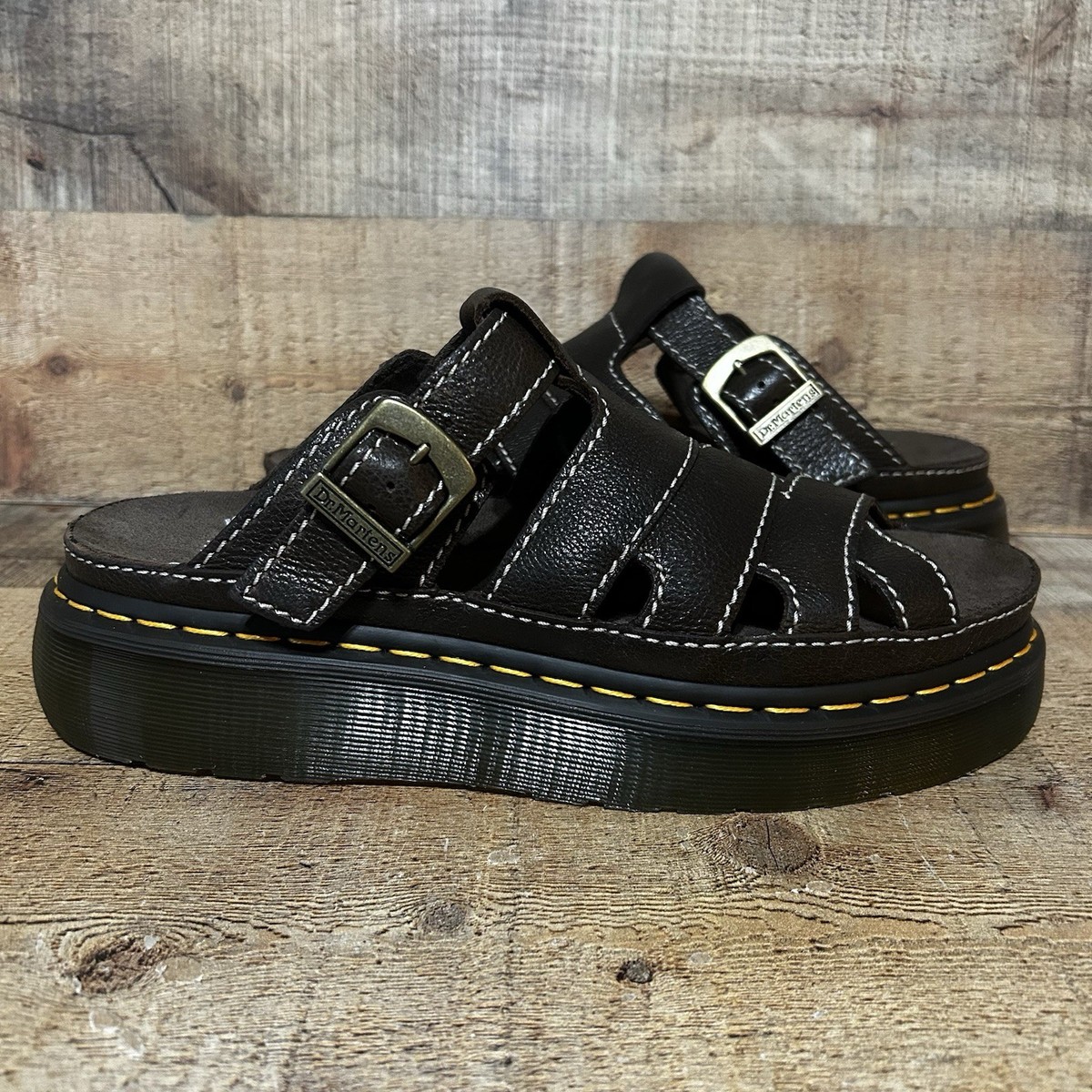 Dr. Doc Martens Maxxy Slide Mens Size 11 Brown Leather Sandal