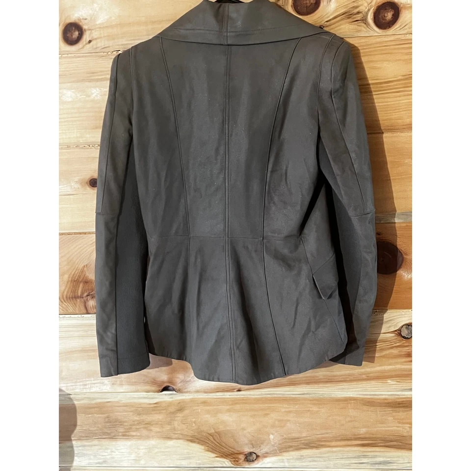 Dawn Levy Leather Grey Zip up jacket. Womens Medium. High-Low. Soft! - Image 3 of 4
