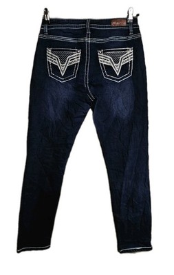 VGS Skinny Y2K Jeans Damen Strass Boho Bratz Low Rise Denim W 30'' L29'' H 6''