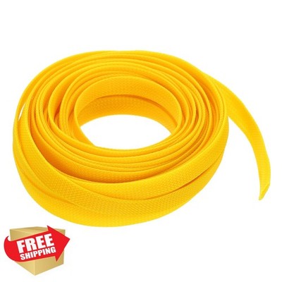 uxcell 1/2'' x 25ft PET Expandable Sleeving Yellow Cable Organizer