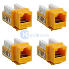 Cat5E Punch Down Keystone Jack RJ45 CAT5 Yellow - LOT of 4