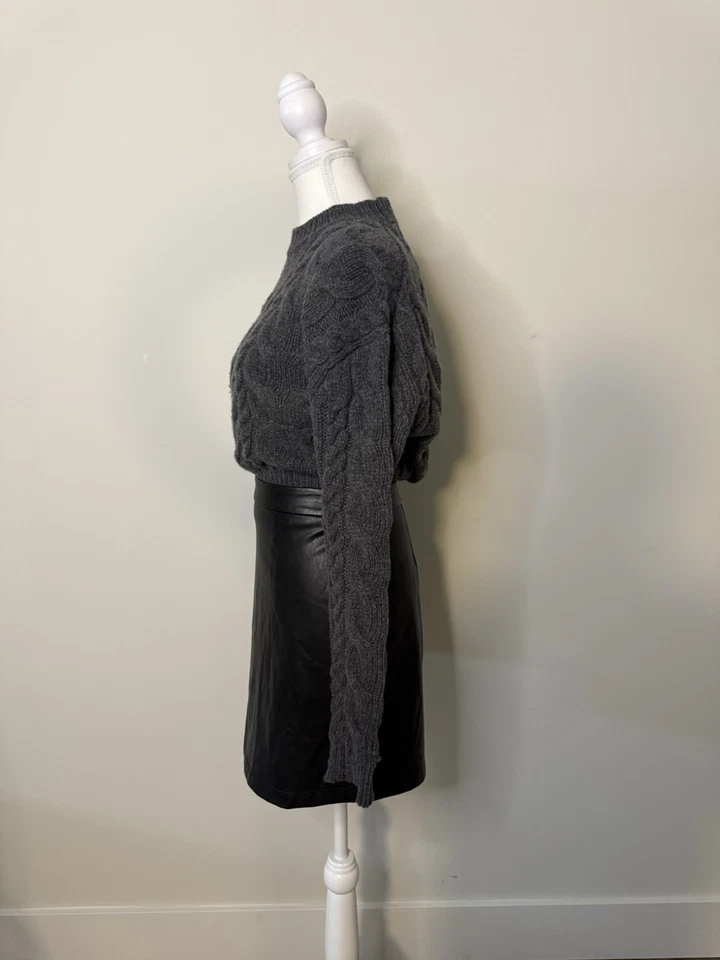 Suéter corto tejido con cable de lana y cachemir NUEVO MARCO en gris - talla L #S236 Foto 2 de 4