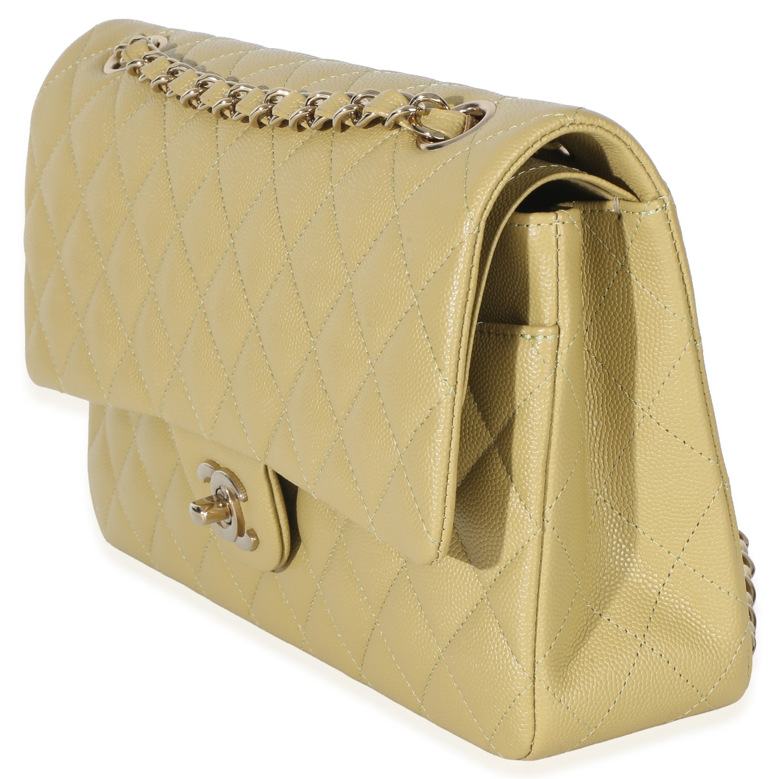 Chanel Olive Quilted Caviar Medium Classic Double Flap Bag image 3