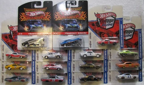 15ea Hot Wheels Premium Real Riders Vintage Racing (2ea Demons) 2010 Carded