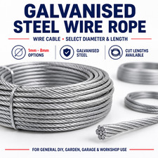 Steel Wire Rope Cable Galvanised Metal 1mm 1.5mm 2mm 3mm 4mm 5mm 6mm 8mm - 16mm