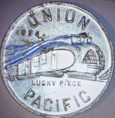 1934 UNION PACIFIC Train Token Coin Lucky Piece Alcoa Aluminum Sample Pullman