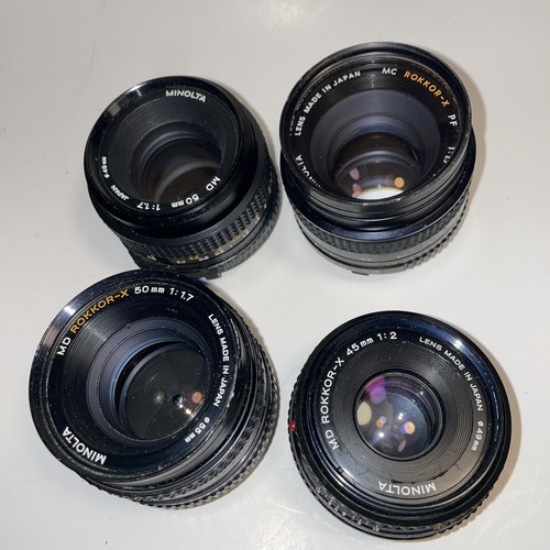 Minolta LOT Of 50mm Lenses MD Rokkor-X 1.7, MC X 1.7, MD 1.7 MD X 45mm f2 & 2x