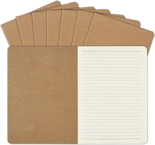 8 Pack A5 Kraft Notebooks Bulk, 8.15X5.5 Inches Lined Paper Journaling Notebooks