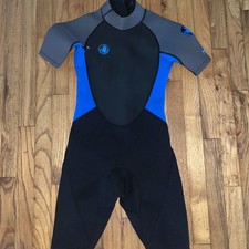 Body Glove PRO 3 YOUTH Springsuit SZ:MEDIUM Black/Charcoal/Blue Zip Wetsuit 3M
