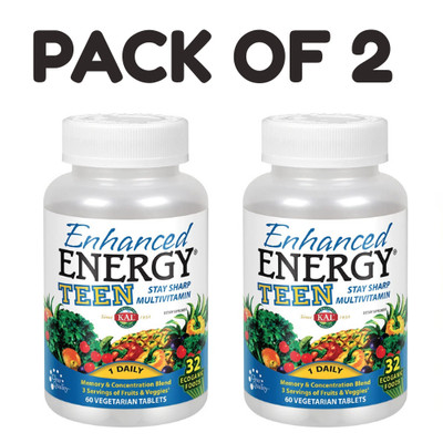 KAL Enhanced Energy Multivitamin for Teens | 60 Tablets PACK OF 2