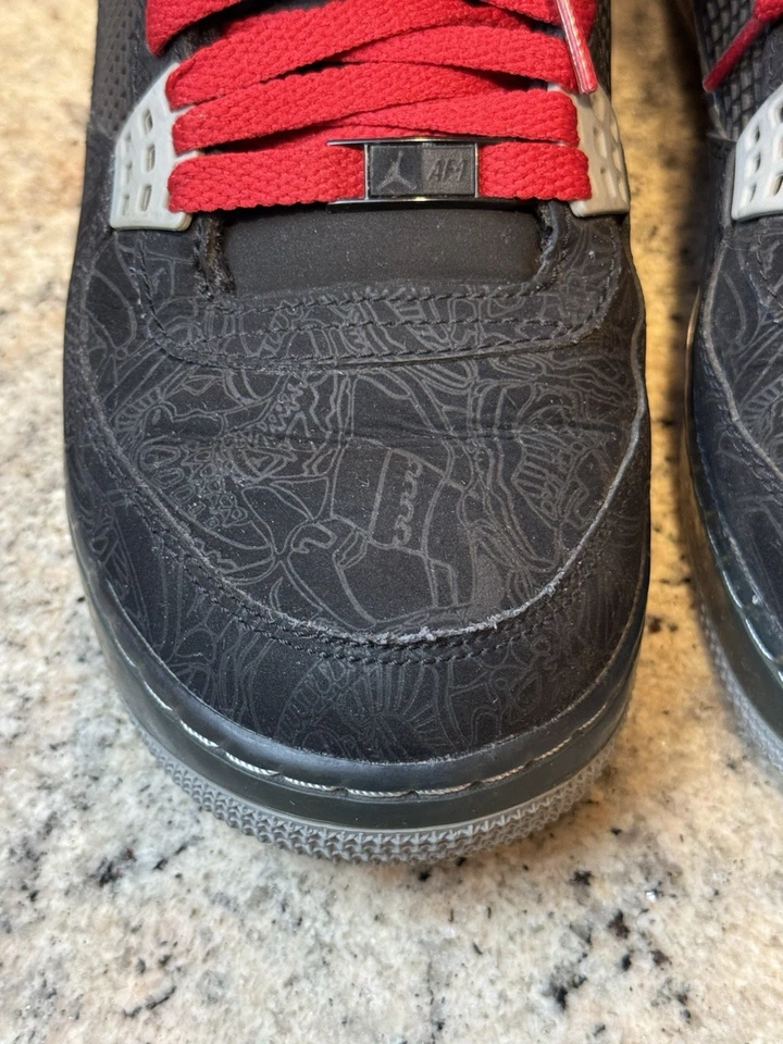 2010 NIKE AIR JORDAN FUSION AJF 4 PREMIER ЛАЗЕРНЫЙ ЧЕРНЫЙ КРОССОВКИ РАЗМЕР 8,5 - Изображение 2 из 4