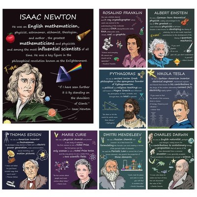 KALEFO 9PCS Science Posters Scientists 11.2 x 14.2 inches, Multi 
