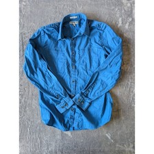 Express Fitted Mens Blue Long Sleeve Button Down Shirt Large L 16-16.5