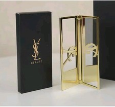 New in Box Yves Saint Laurent Beaute YSL Logo Beauty Makeup Mirror Gold Color