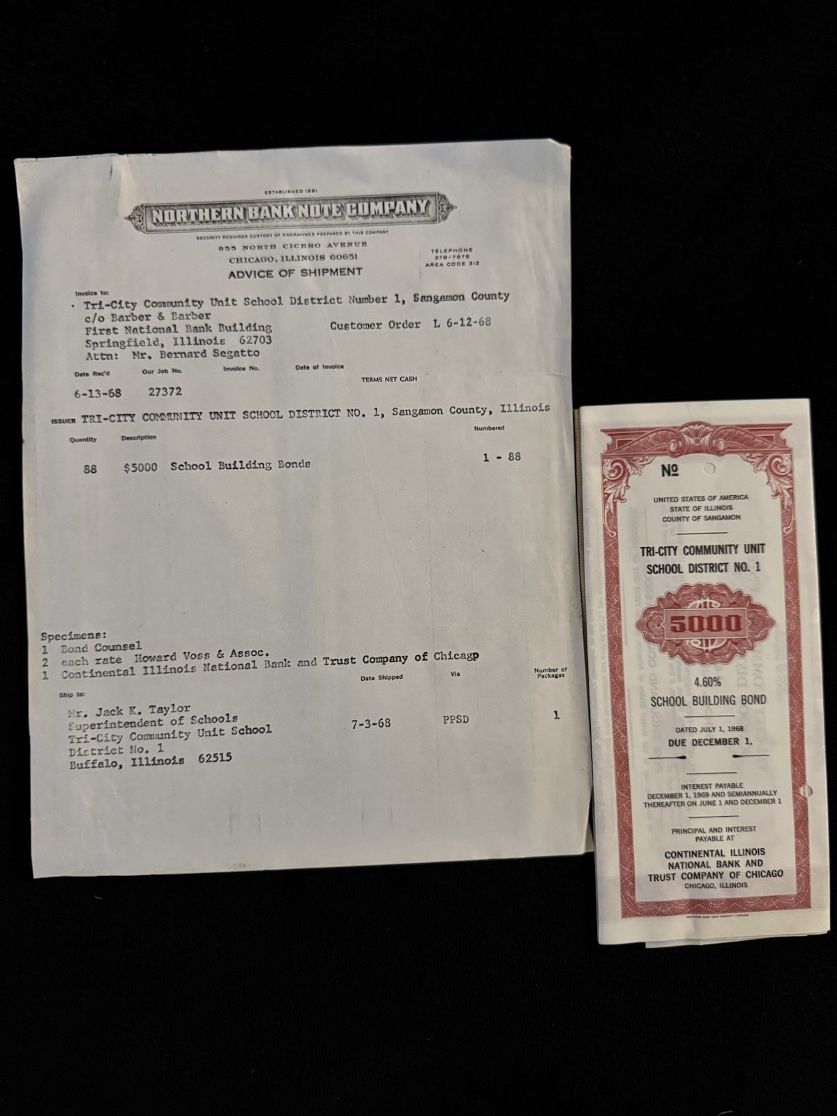 400+ SPECIMEN BOND  St Louis MISSOURI Illinois MISSISSIPPI + accompanying ppwork