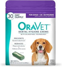 Oravet Dental Hygiene Chews Medium Dogs 25-50lbs 30ct By Merial