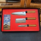 Handmade Premium Hand-Forged Korean Kitchen Knife Set with Wooden Handle 3P
